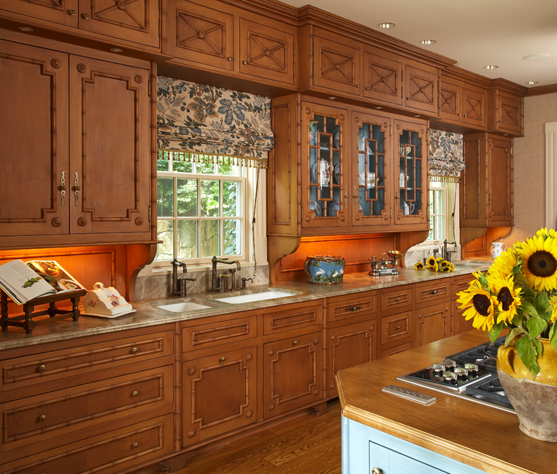 Sink wall with storage leading towards dining room and butlers pantry. 